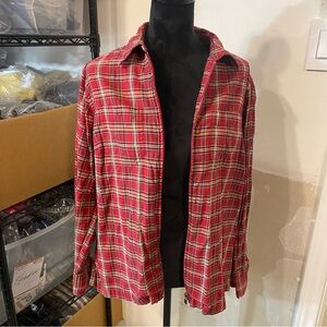 Carolina Colours Red Plaid Men's Jacket front Zipper Shacket Cotton